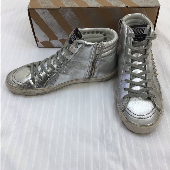 SOLD‼️GOLDEN GOOSE FRANCY SILVER STUDDED SNEAKERS - Picture 4 of 7